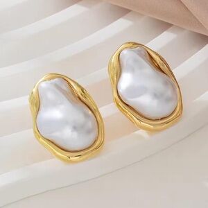 Gilded Baroque Pearl Heritage Studs Earrings